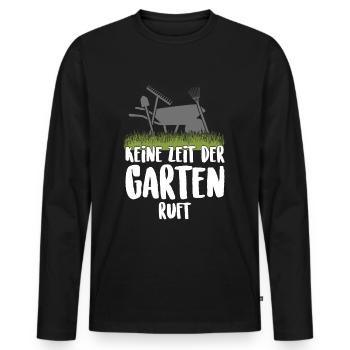 Gärtner Hobby Keine Zeit der Garten ruft - Männer Premium Bio Langarmshirt - Schwarz - Vorne - Nico (187cm)