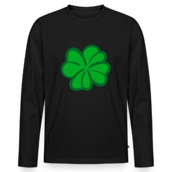 Trèfle vert bonheur - T-shirt manches longues Premium bio Homme - noir - Devant - Nico (187cm)