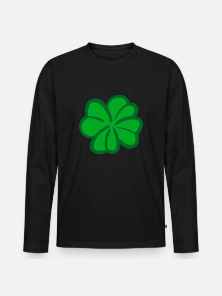 Cloverleaf green luck - Men's Premium Organic Long Sleeve Shirt - black