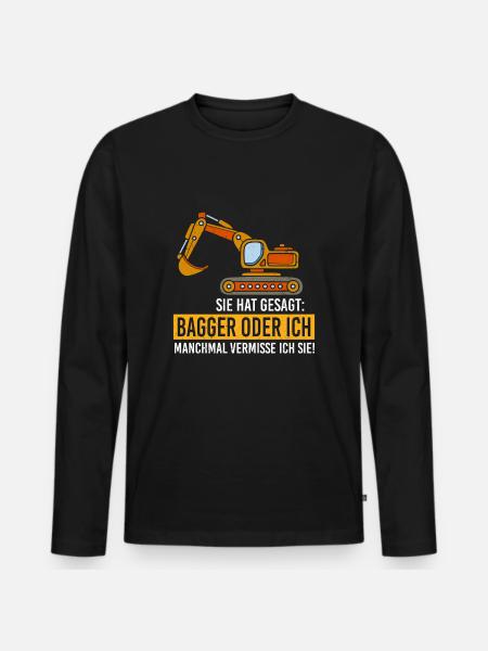 Bagger oder ich - Männer Premium Bio Langarmshirt - Schwarz