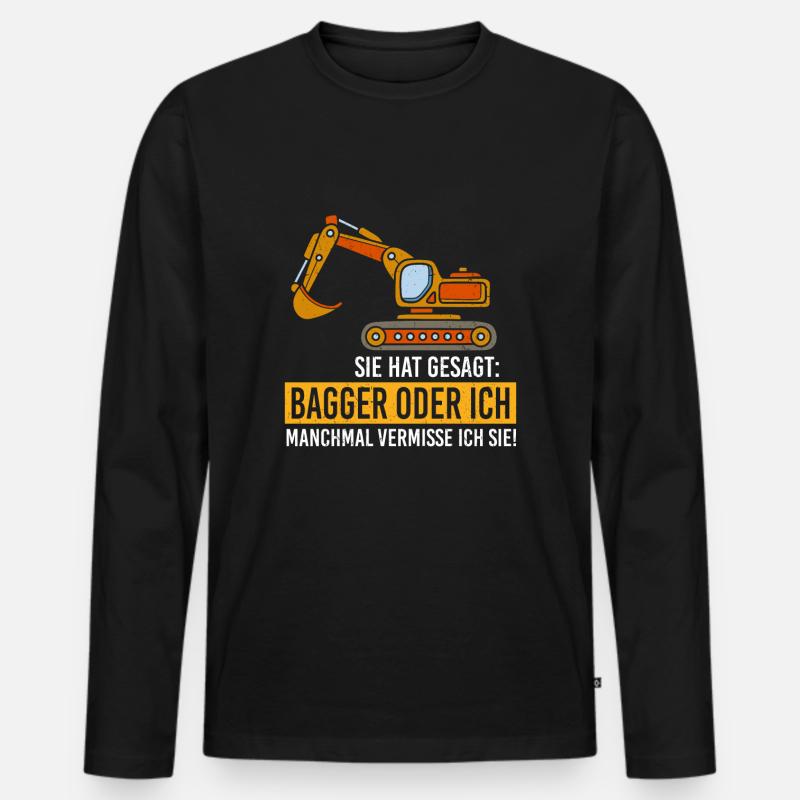 Bagger oder ich - Männer Premium Bio Langarmshirt - Schwarz