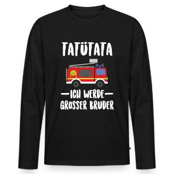 Tatü Tata ich werde großer Bruder - Männer Premium Bio Langarmshirt - Schwarz - Vorne - Nico (187cm)