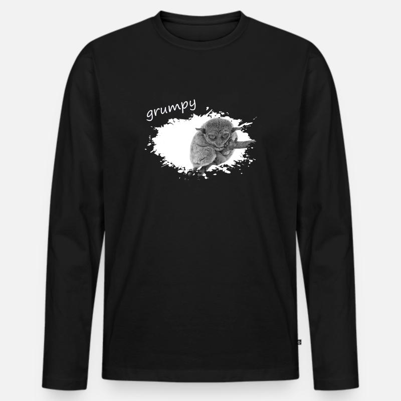 grumpy monkey Tarsier Maki - Männer Premium Bio Langarmshirt - Schwarz