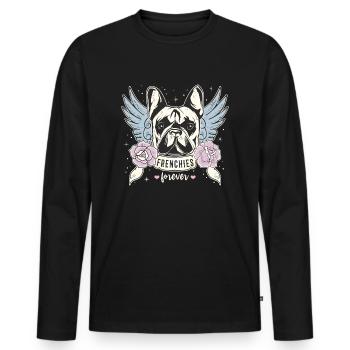 Frenchie Französische Bulldogge Frenchies Tattoo - Männer Premium Bio Langarmshirt - Schwarz - Vorne - Nico (187cm)