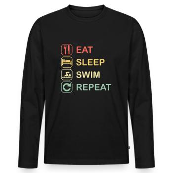 Eat Sleep Swim Repeat | Schwimmen Schwimmer - Männer Premium Bio Langarmshirt - Schwarz - Vorne - Nico (187cm)