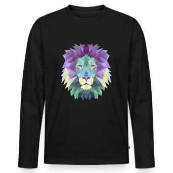 LION POLYGON - Men's Premium Organic Long Sleeve Shirt - black - Front - Nico (187cm)