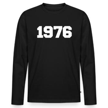 1976 Année de naissance Anniversaire Année Collegestyle - T-shirt manches longues Premium bio Homme - noir - Devant - Nico (187cm)