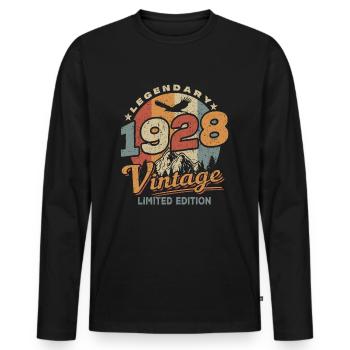 Anniversaire 1928 - 95 ans - T-shirt manches longues Premium bio Homme - noir - Devant - Nico (187cm)