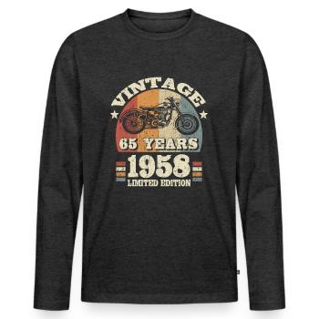 motorcycle biker vintage 1958 - 65 years old - Men's Premium Organic Long Sleeve Shirt - heather anthracite - Front - Nico (187cm)