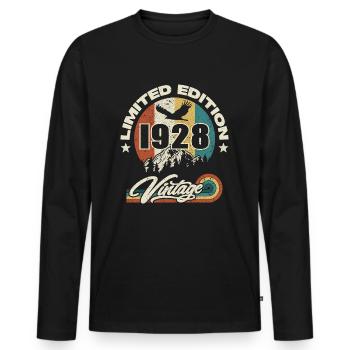 retro vintage anniversaire 1928 - T-shirt manches longues Premium bio Homme - noir - Devant - Nico (187cm)