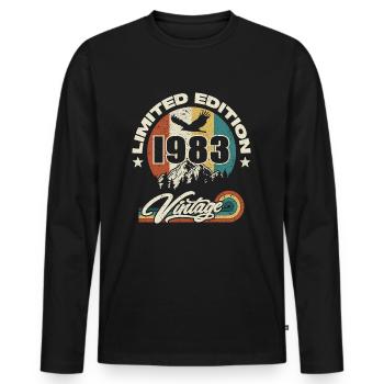 retro vintage birthday 1983 - Men's Premium Organic Long Sleeve Shirt - black - Front - Nico (187cm)