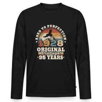 né en 1928 - 95 ans - T-shirt manches longues Premium bio Homme - noir - Devant - Nico (187cm)