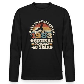 born in 1983 - 40 years old - Men's Premium Organic Long Sleeve Shirt - black - Front - Nico (187cm)