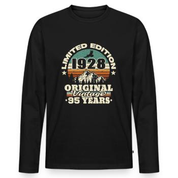 original vintage born in 1928 - 95 years old - Men's Premium Organic Long Sleeve Shirt - black - Front - Nico (187cm)