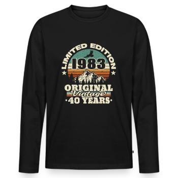 original vintage born in 1983 - 40 years old - Men's Premium Organic Long Sleeve Shirt - black - Front - Nico (187cm)