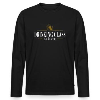 Drinking Class "Sláinte" - Männer Premium Bio Langarmshirt - Schwarz - Vorne - Nico (187cm)