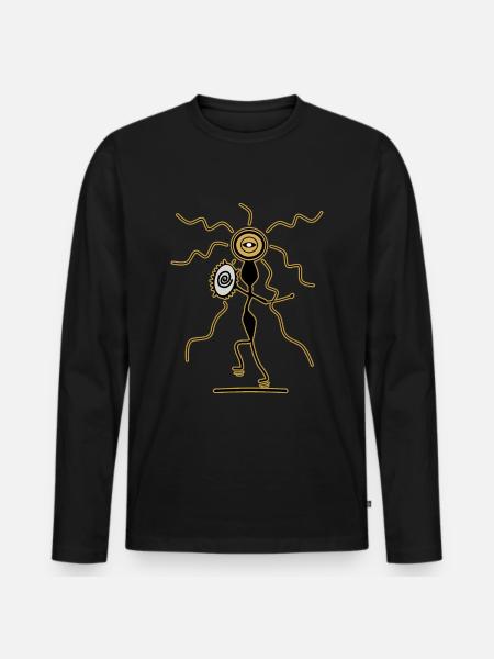Shaman with Drum - Men's Premium Organic Long Sleeve Shirt - black
