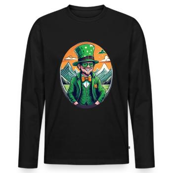 St. Patrick's Day Kleeblatt Kobold - Männer Premium Bio Langarmshirt - Schwarz - Vorne - Nico (187cm)