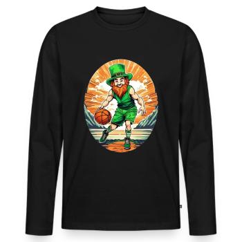 St. Patrick's Day Kleeblatt Basketball - Männer Premium Bio Langarmshirt - Schwarz - Vorne - Nico (187cm)