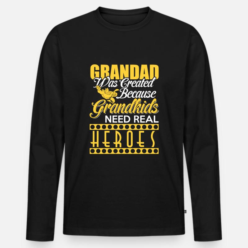 Grandad - Männer Premium Bio Langarmshirt - Schwarz