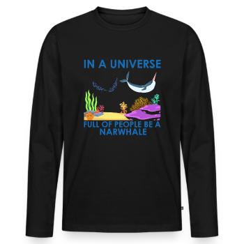 Narwhale Einhornwal Wal Wale Meer Ozean Biologie - Männer Premium Bio Langarmshirt - Schwarz - Vorne - Nico (187cm)