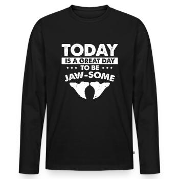 Paleontologist Designs Fossil Hunter Student - Men's Premium Organic Long Sleeve Shirt - black - Front - Nico (187cm)