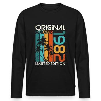 Octobre 1982 Cadeau d’anniversaire de naissance - T-shirt manches longues Premium bio Homme - noir - Devant - Nico (187cm)