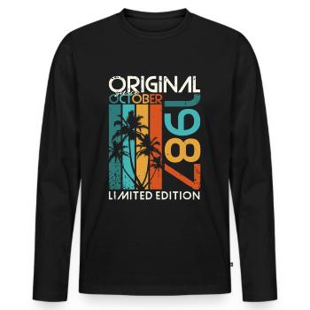 Octobre 1987 Cadeau d’anniversaire de naissance - T-shirt manches longues Premium bio Homme - noir - Devant - Nico (187cm)
