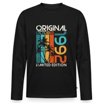 Octobre 1992 Cadeau d’anniversaire de naissance - T-shirt manches longues Premium bio Homme - noir - Devant - Nico (187cm)