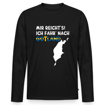 MIR REICHT'S ICH FAHR' NACH GOTLAND Schweden Insel - Männer Premium Bio Langarmshirt - Schwarz - Vorne - Nico (187cm)