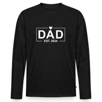 Papa Est 2024 - T-shirt manches longues Premium bio Homme - noir - Devant - Nico (187cm)