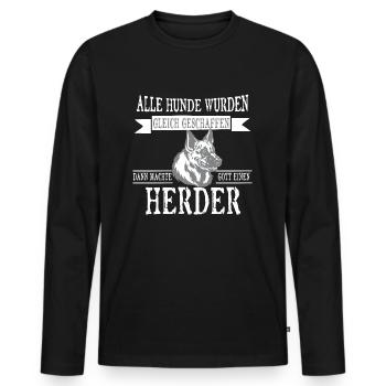 Alle Hunde Herder - Männer Premium Bio Langarmshirt - Schwarz - Vorne - Nico (187cm)