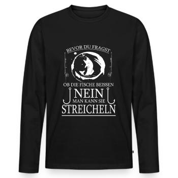 Angler Spruch - Männer Premium Bio Langarmshirt - Schwarz - Vorne - Nico (187cm)