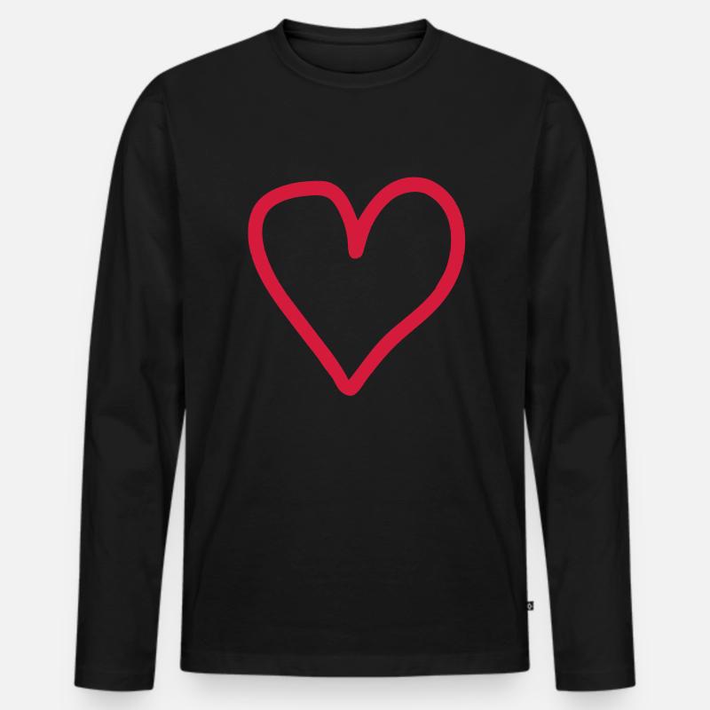 heart - Männer Premium Bio Langarmshirt - Schwarz
