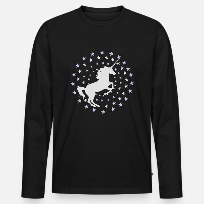 Einhorn - Männer Premium Bio Langarmshirt - Schwarz