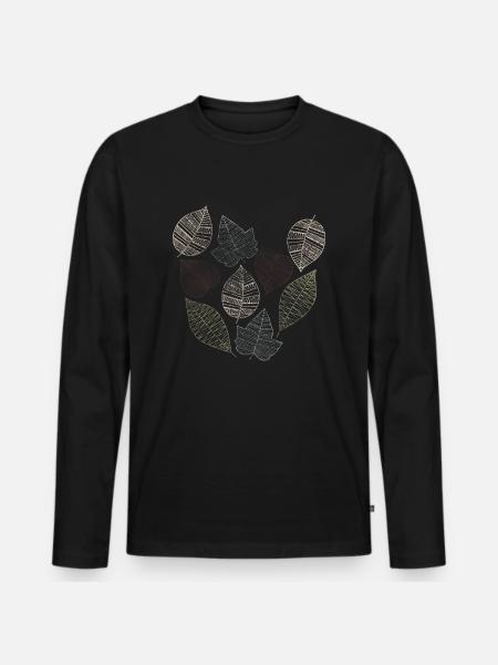 blätter - Männer Premium Bio Langarmshirt - Schwarz