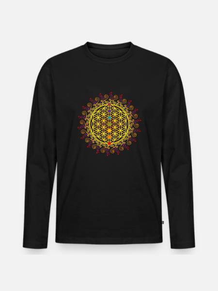 FLOWER OF LIFE, CHAKRAS, SPIRITUALITY, YOGA, ZEN - Men's Premium Organic Long Sleeve Shirt - black