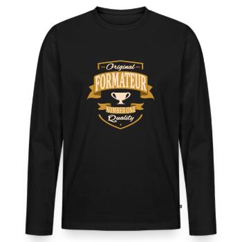 Formateur - T-shirt manches longues Premium bio Homme - noir - Devant - Nico (187cm)