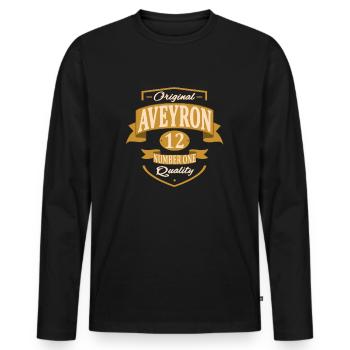 Aveyron - T-shirt manches longues Premium bio Homme - noir - Devant - Nico (187cm)