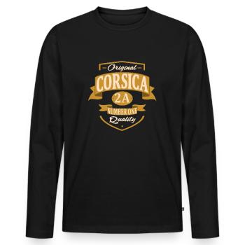 Corsica Sud - T-shirt manches longues Premium bio Homme - noir - Devant - Nico (187cm)