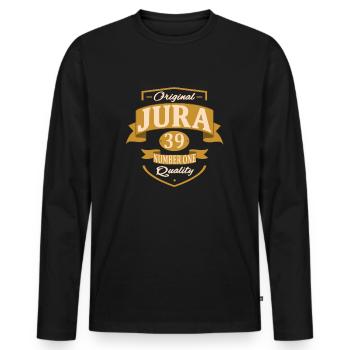 Jura - T-shirt manches longues Premium bio Homme - noir - Devant - Nico (187cm)