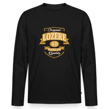 Lozère - T-shirt manches longues Premium bio Homme - noir - Devant - Nico (187cm)
