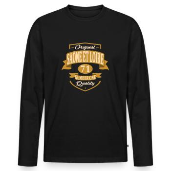 Saône Et Loire - T-shirt manches longues Premium bio Homme - noir - Devant - Nico (187cm)