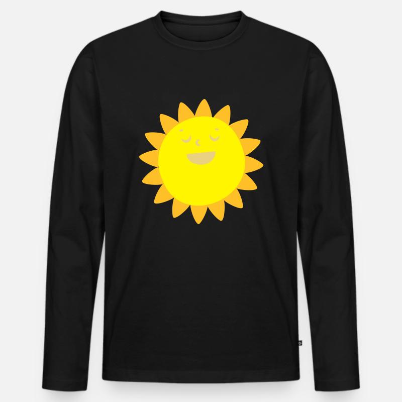Fröhlicher Sonnenschein - Männer Premium Bio Langarmshirt - Schwarz