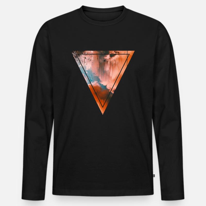 Glitched Clouds - Männer Premium Bio Langarmshirt - Schwarz