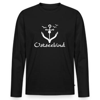 Anker- Ostsee - Männer Premium Bio Langarmshirt - Schwarz - Vorne - Nico (187cm)
