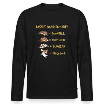 Basset Hound Safety Funny Dog Pet Propriétaire - T-shirt manches longues Premium bio Homme - noir - Devant - Nico (187cm)