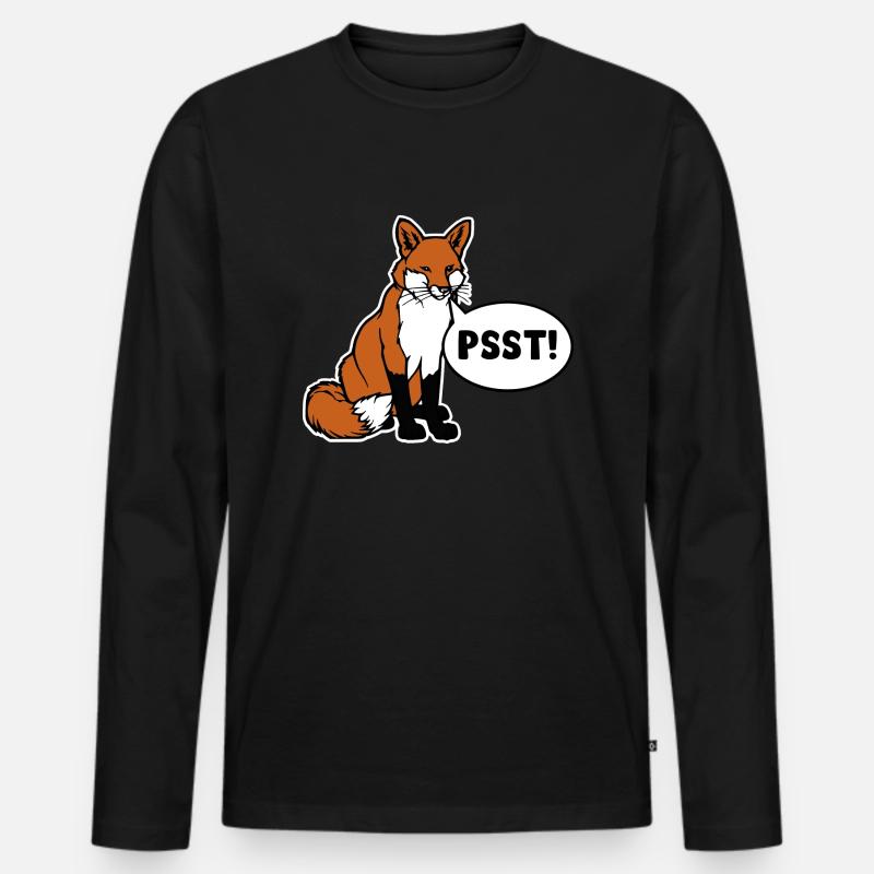 Schweigefuchs PSST! - Männer Premium Bio Langarmshirt - Schwarz