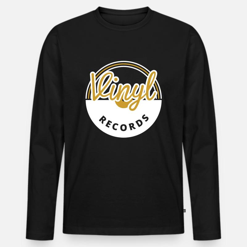 Schallplatten - Männer Premium Bio Langarmshirt - Schwarz