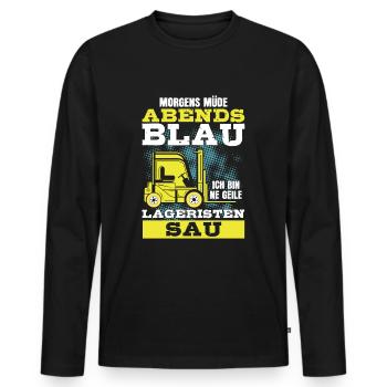Staplerfahrer - Lustiges Lageristen Logistik - Männer Premium Bio Langarmshirt - Schwarz - Vorne - Nico (187cm)